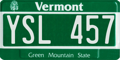 VT license plate YSL457