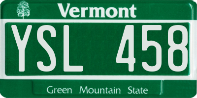 VT license plate YSL458