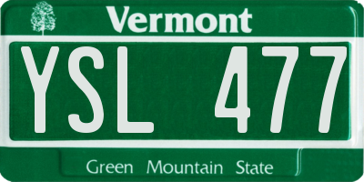 VT license plate YSL477