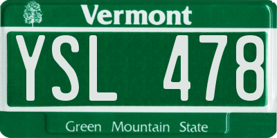 VT license plate YSL478