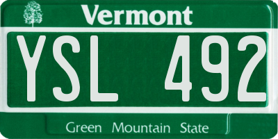 VT license plate YSL492