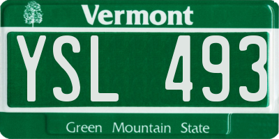 VT license plate YSL493
