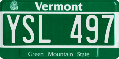 VT license plate YSL497
