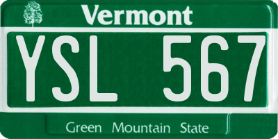VT license plate YSL567