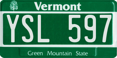 VT license plate YSL597