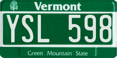 VT license plate YSL598