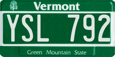 VT license plate YSL792