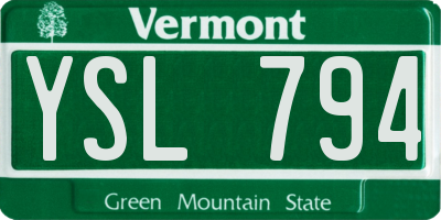 VT license plate YSL794