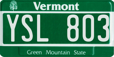 VT license plate YSL803