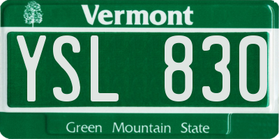 VT license plate YSL830