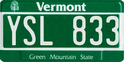 VT license plate YSL833