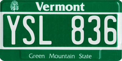 VT license plate YSL836