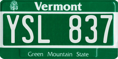 VT license plate YSL837
