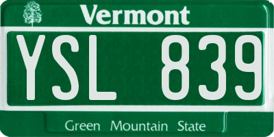 VT license plate YSL839