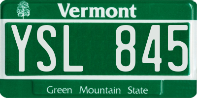 VT license plate YSL845