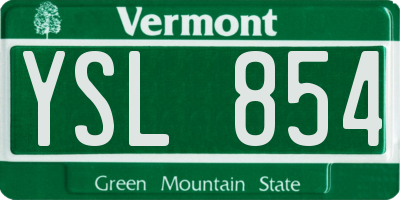 VT license plate YSL854