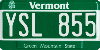 VT license plate YSL855