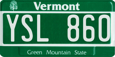 VT license plate YSL860