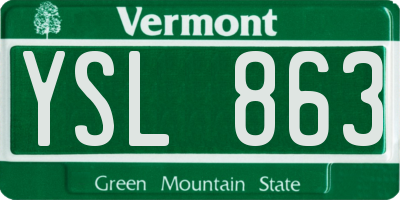 VT license plate YSL863