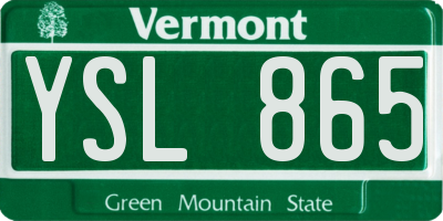 VT license plate YSL865