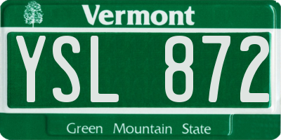 VT license plate YSL872