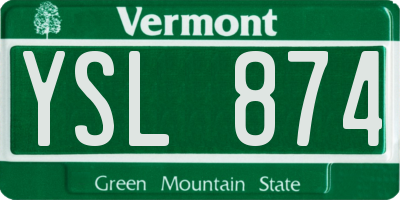 VT license plate YSL874