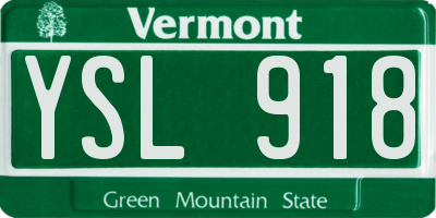 VT license plate YSL918