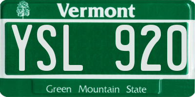 VT license plate YSL920