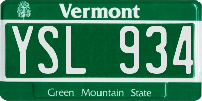 VT license plate YSL934