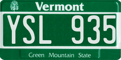 VT license plate YSL935