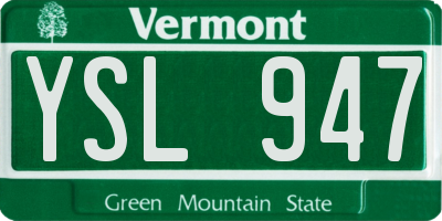 VT license plate YSL947
