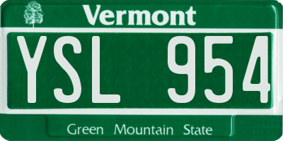 VT license plate YSL954
