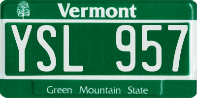 VT license plate YSL957