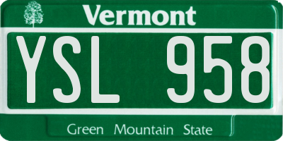 VT license plate YSL958