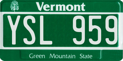 VT license plate YSL959