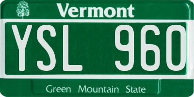 VT license plate YSL960