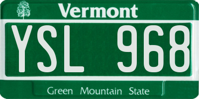 VT license plate YSL968