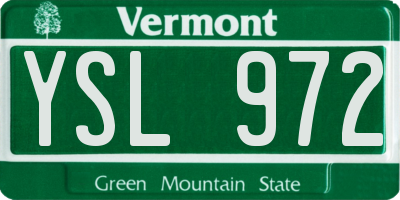 VT license plate YSL972