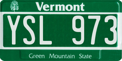 VT license plate YSL973