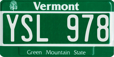 VT license plate YSL978