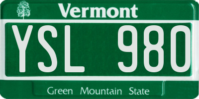 VT license plate YSL980