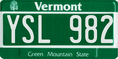 VT license plate YSL982