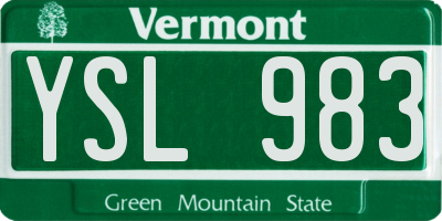 VT license plate YSL983
