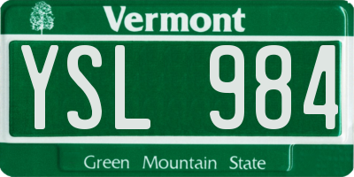 VT license plate YSL984