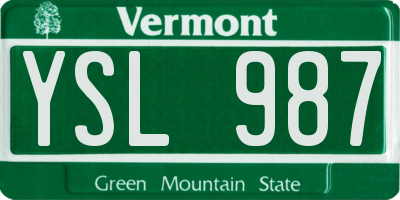 VT license plate YSL987