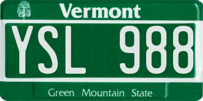VT license plate YSL988