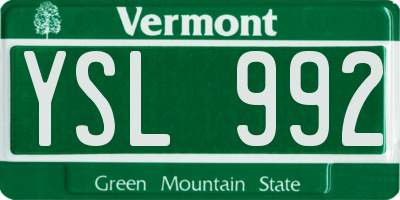 VT license plate YSL992