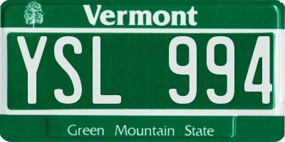 VT license plate YSL994