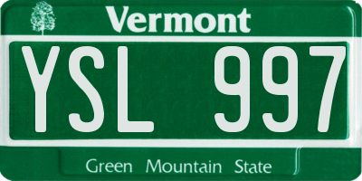 VT license plate YSL997