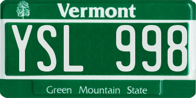 VT license plate YSL998